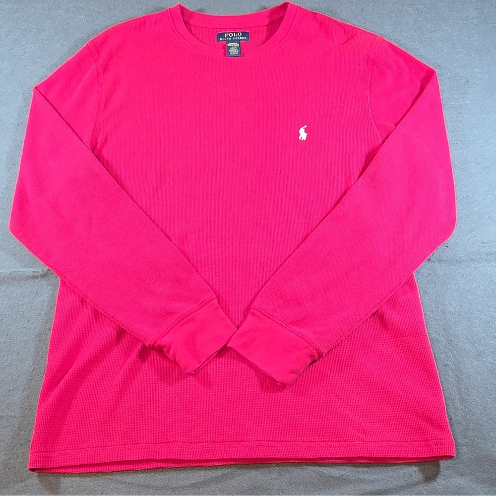 Polo Ralph Lauren Men's Waffle Knit Pajama Top Crewneck Long Sleeve Red L